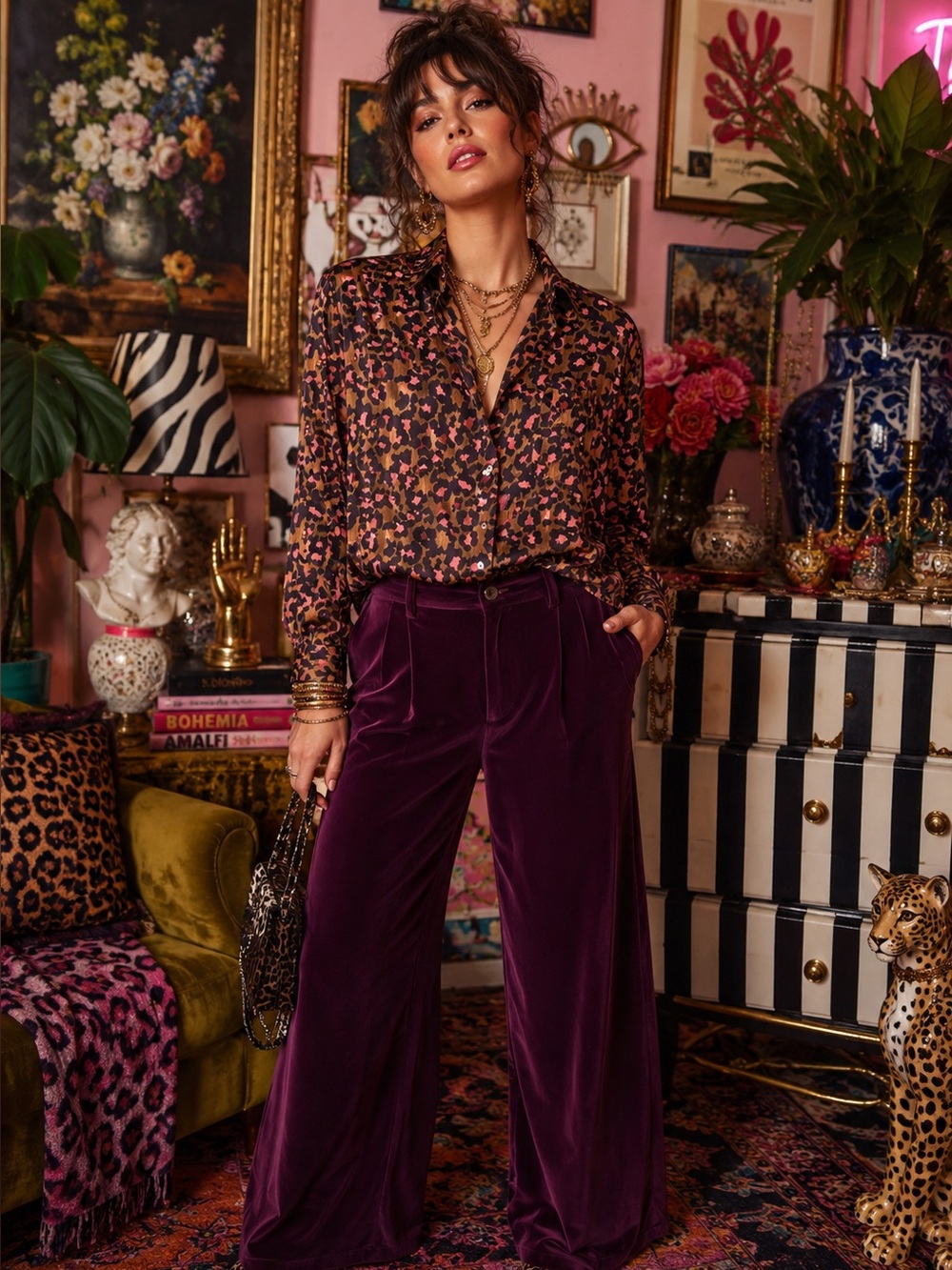 Scotch & Soda Field Of Stars Animal Print Maximalist Boho Blouse Size M